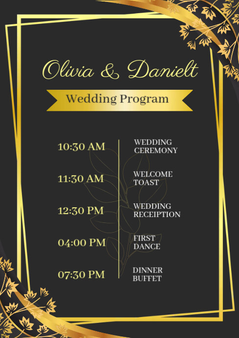 Copy of Gold Ornamental Wedding Program template | PosterMyWall