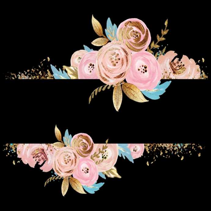 Gold paper watercolor flower painting Pos Instagram template