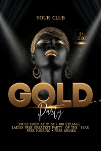 Gold Party Banner 4' × 6' template