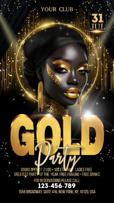 Gold Party Digital Display (9:16) template