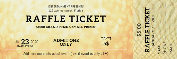 Gold Raffle Sign Copy of Gold Printable Raffle Ticket Design Template | PosterMyWall