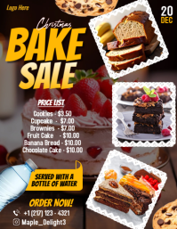 Gold Professional Christmas Bake Sale/ Cake Sale Poster Design Flyer (us Letter) template
