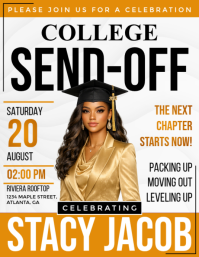 White College Send-Off Celebration Flyer Template