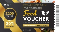 Gold Restaurant Food Voucher Template