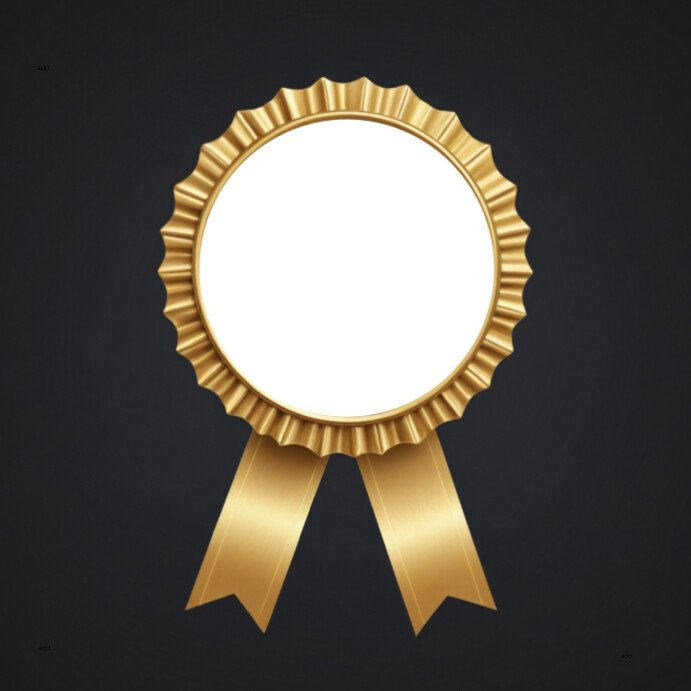 Gold shape round award tag with round ribbon Template | PosterMyWall