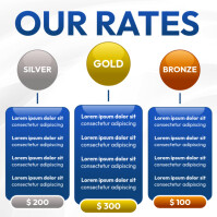 gold silver bronze price rate card template Instagram Post