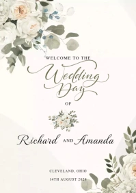 Gold Watercolor Greenery Elegant Wedding  Sig A1 template