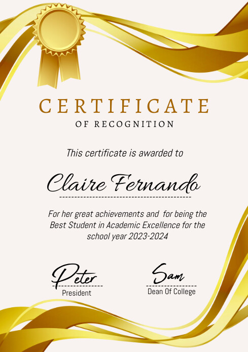 Recognitiond Design Certificate Of Recognition Background Design Formal And Elegant
