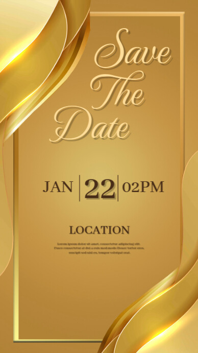 Gold Wavy Abstract Design Save The Date Instagram Story template