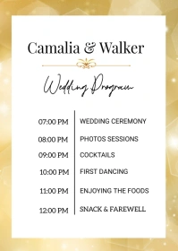Gold Wedding Program Template A6