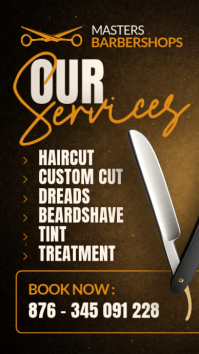Gold White and Black Luxury Barbershop – Barber Services Promotion Instagram story ads Instagram-Story template