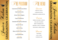 Gold White Editable Elegant Black Gold Graduation Menu Program and Order of Events A4 template