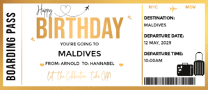 สีขาว Birthday Boarding Pass Envelopes Template