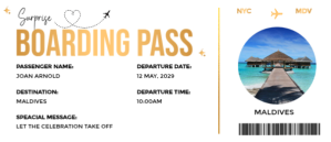 Gold White Modern & Minimal Travel Boarding Pass Ticket Envelopes template