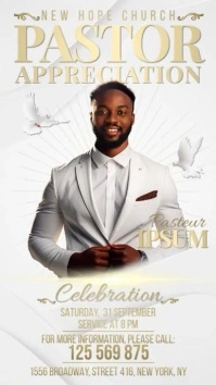 Gold White Pastor Appreciation Church Digital Display (9:16) template
