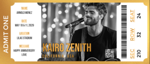 Gold White Professional Concert Ticket Pass Envelopes template