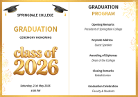 Gold White Professional Graduation Ceremony Program  A4 template