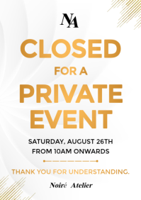 White Private Event Notice A2 Template | PosterMyWall
