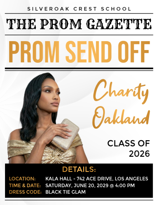 Copy of Gold White Professional Prom Send Off Event Flyer | PosterMyWall