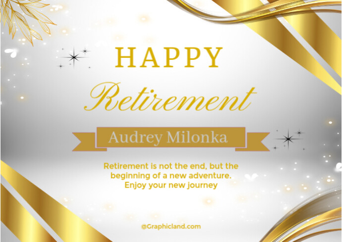 Gold White Typographic Retirement Card Postcard Template | PosterMyWall