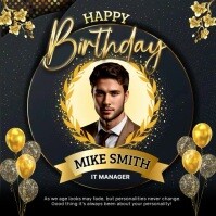 Gold Yellow Birthday Ads สี่เหลี่ยมจัตุรัส (1:1) template