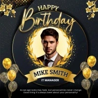 Gold Yellow Birthday Ads Square (1:1) template