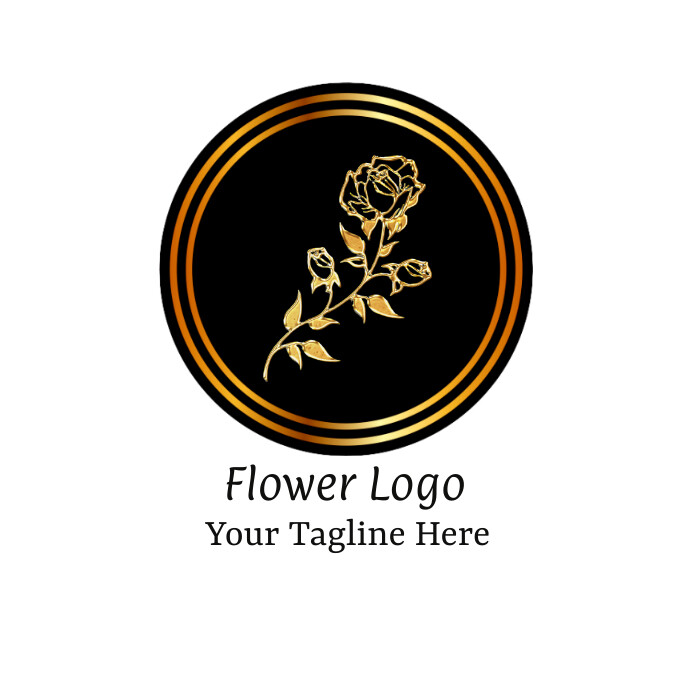 golden & black circle flower logo Template | PosterMyWall