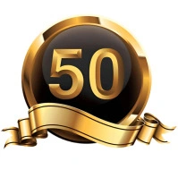 Golden 3d 50th Anniversary Badge Logo Square (1:1) template