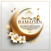 Golden 3d First Day Of Ramadan / Ramadan Mubarak Greeting  Square (1:1) template