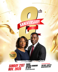 Golden 8th Year Church Anniversary Celebration Event Flyer Instagram Portrait template