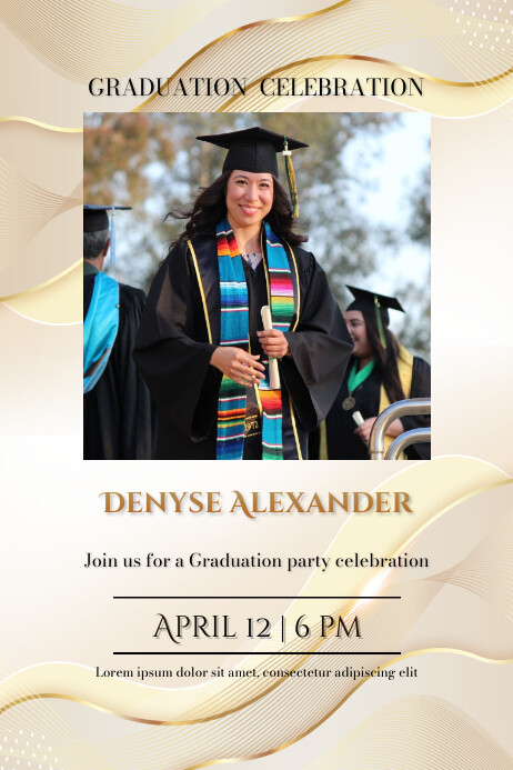 Plantilla de Golden abstract Graduation card template | PosterMyWall