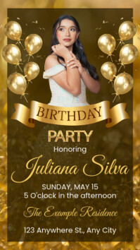 Brun Birthday Party Digitalt display Template