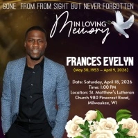 Golden Background With White floral Memorial Funeral Announcement Flyer, Funeral Pos Instagram template