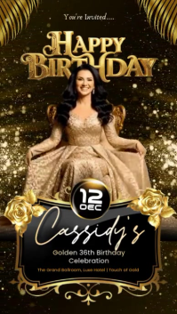 Golden Birthday Invitation Instagram Story template