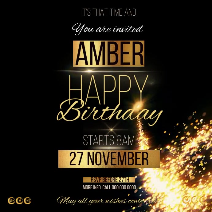 GOLDEN BIRTHDAY PARTY INVITATION TEMPLATE Instagram Post