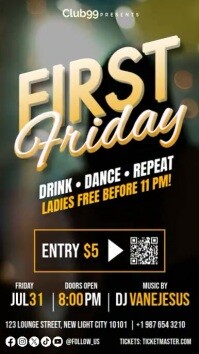 Golden Black First Friday Party Instagram Story Event Ad Template