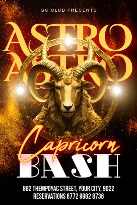 Golden Capricorn Bash Poster template