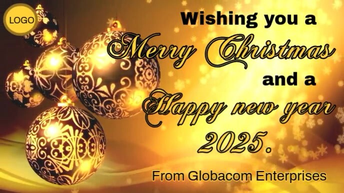 Golden Christmas greeting card template Digital Display (16:9)