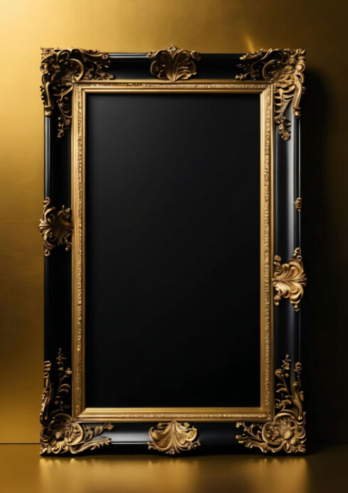 Golden Dark picture frame design A4 template
