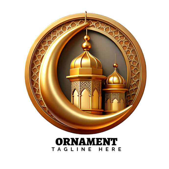 Golden Eid Ornament Logo Logótipo template