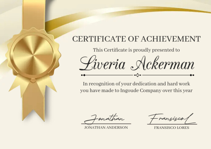 Golden Elegant Certificate A4 template
