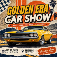Черный Car Show Сообщение Instagram Template