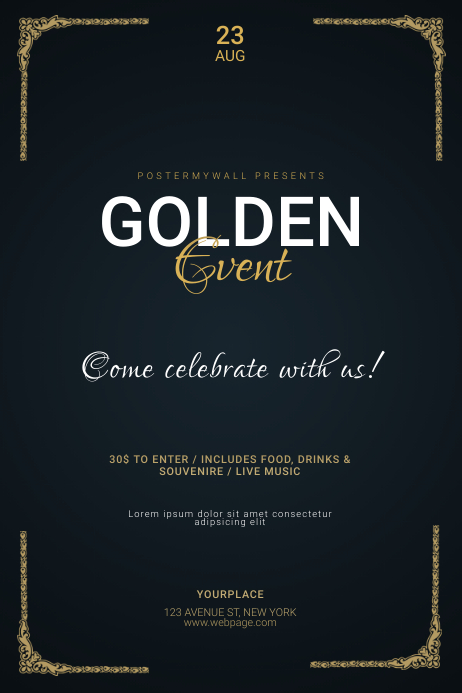 Golden Event Flyer Design Template Poster