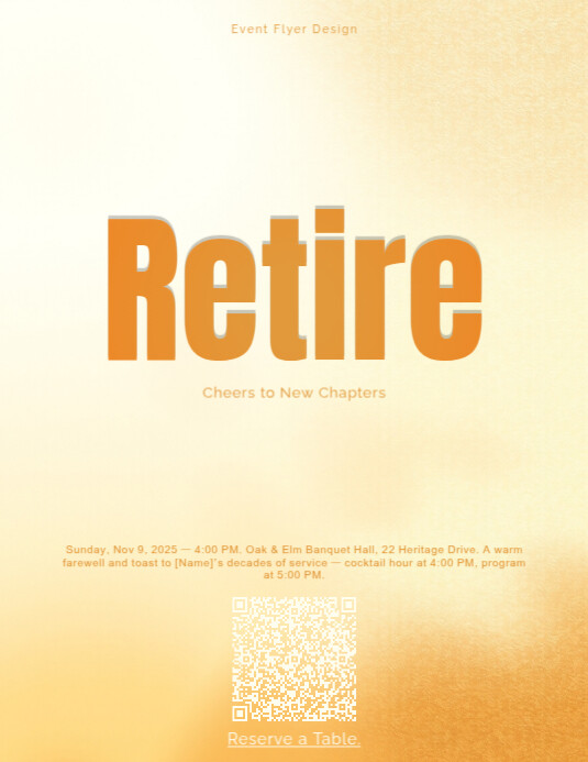 Golden Exit — Freestyle Freeform Retirement Card Løbeseddel (US Letter) template