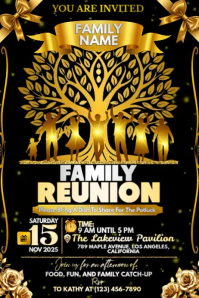 Golden Family Reunion Invitation 2025 Poster template