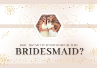 Golden Flowers Bridesmaid Postcard Template Открытка