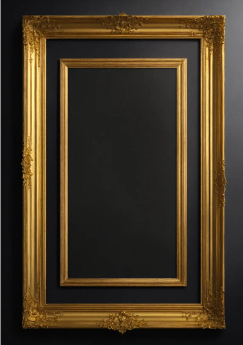 Golden Frame Mockup, dark background, 4k A3 template