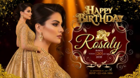 Golden Glam Birthday Invitation Cover Miniatura na YouTube template