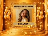 Golden Happy birthday online greeting card video template Presentation