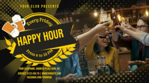 สีดำ Happy Hour Event Digital Display Template